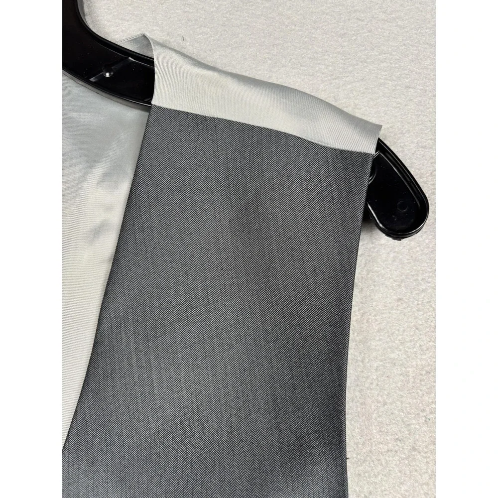 Calvin Klein Suit Vest Mens Large Gray Herringbone Belted 2 Piece Formal Wedding